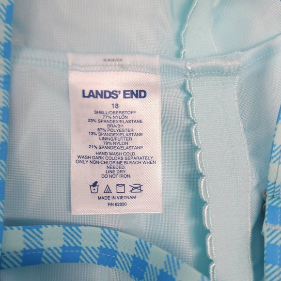 Lands End Tankini Swim Top 18 Square Neck Underwire Bra Tummy Control Swimsuit - Picture 8 of 15